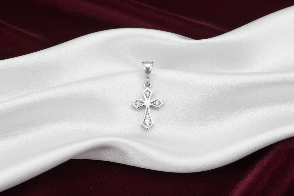 10K WG "MINI FAITH" CROSS WITH CZS