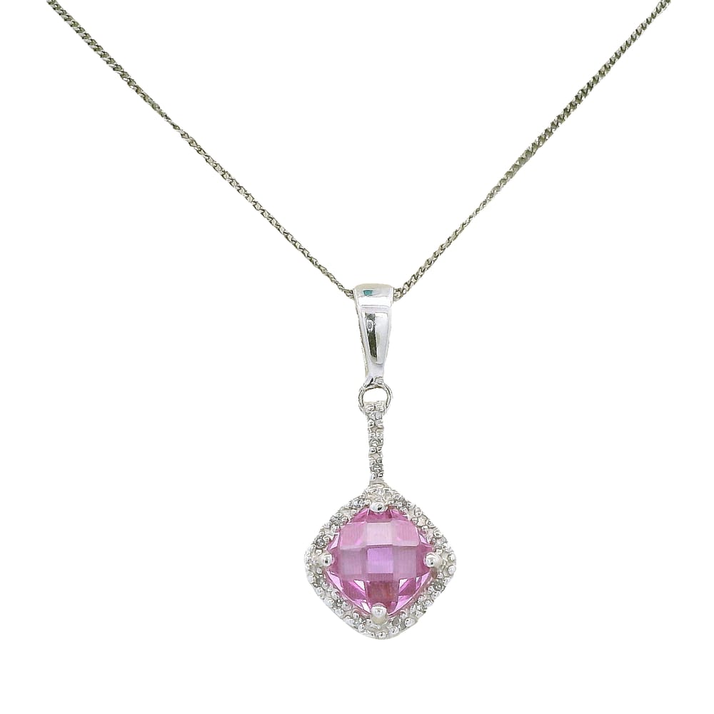 10K WG PINK SAPPHIRE PENDANT