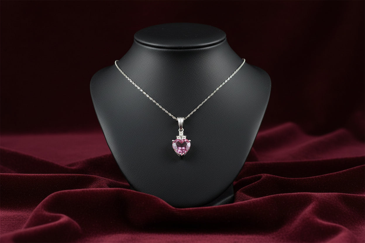 14K WG PINK SAPPHIRE AND DIA PENDANT