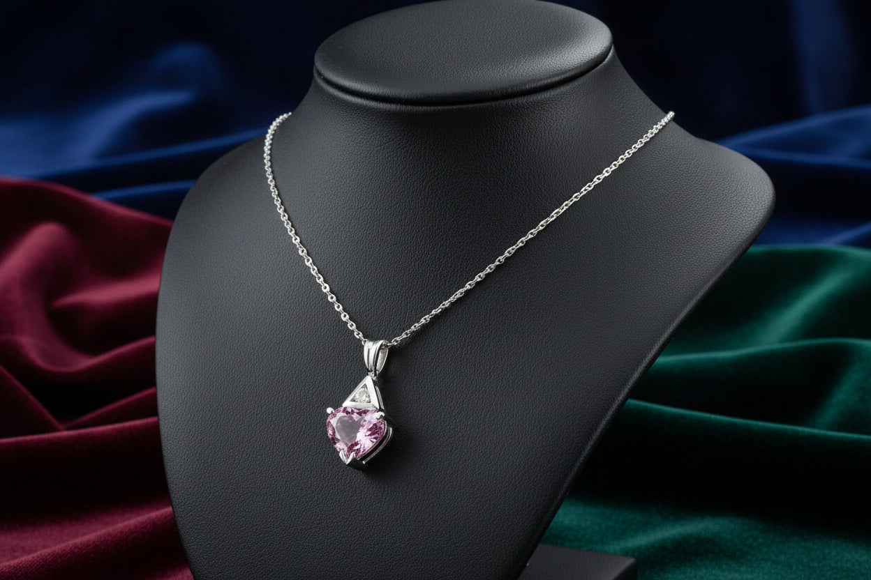 14K WG PINK SAPPHIRE AND DIA PENDANT
