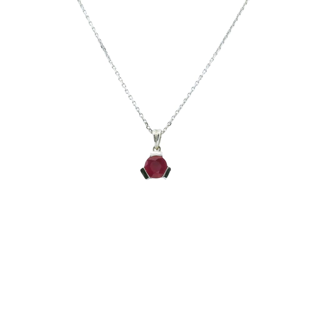14K WG .65CT RUBY PENDANT WITH CHAIN