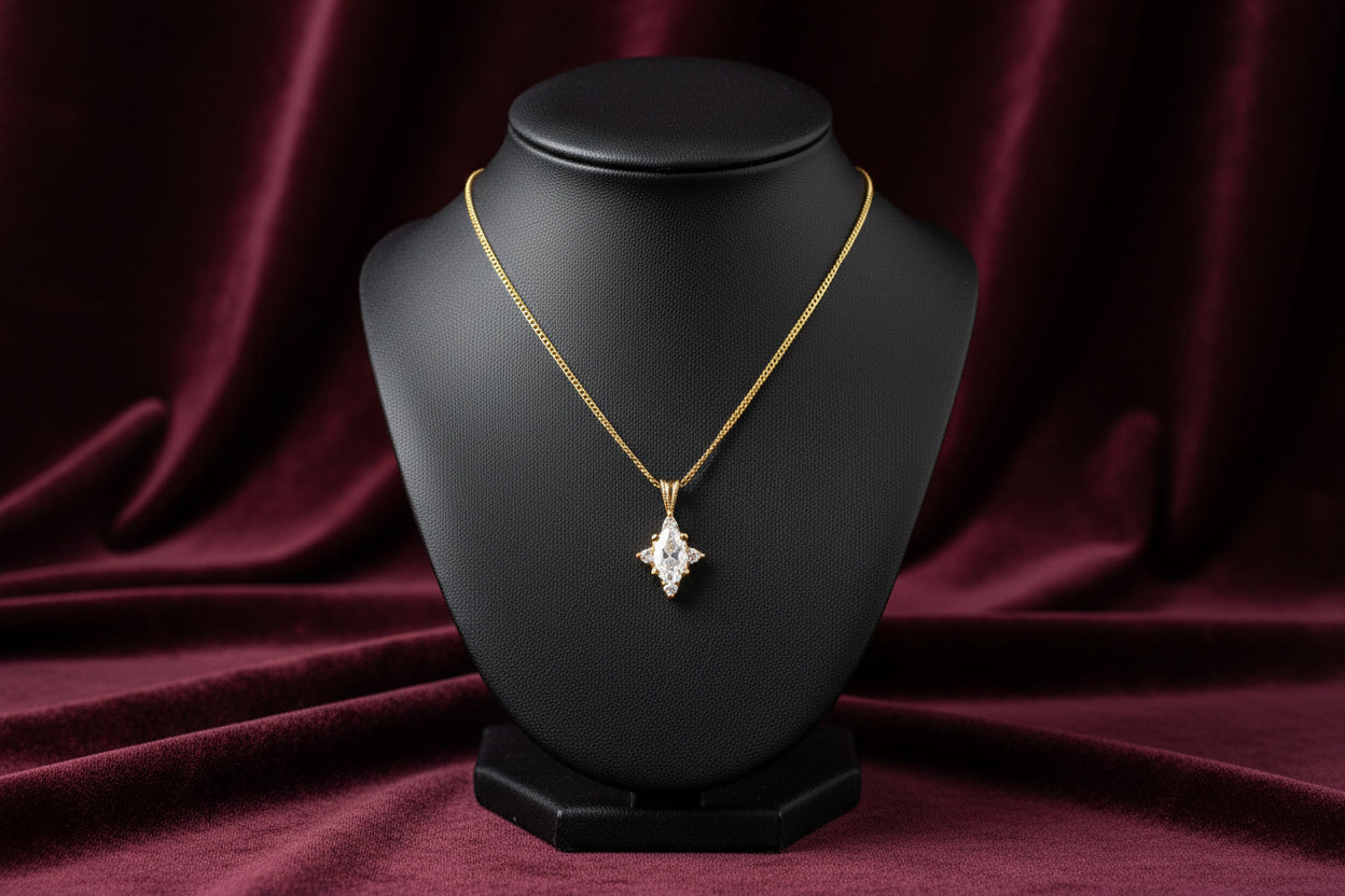 10K YG Aquamarine & 0.03ctw Diamond Pendant with chain