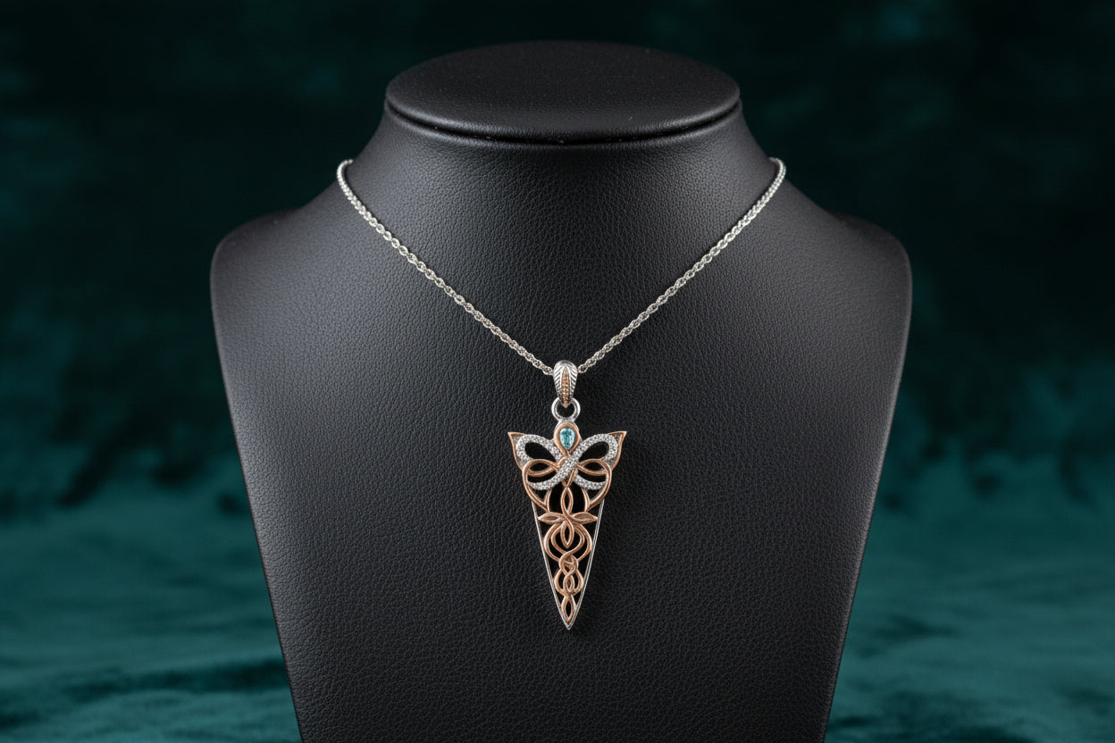 Keith Jack Sterling Silver & 10K RG Reversible Butterfly Pendant, Sky Blue Topaz with Black/White...