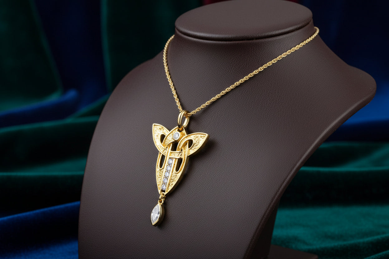 24k Vermeil over Silver with White Moissanite Alchemy and Echoes Pendant with Chain
