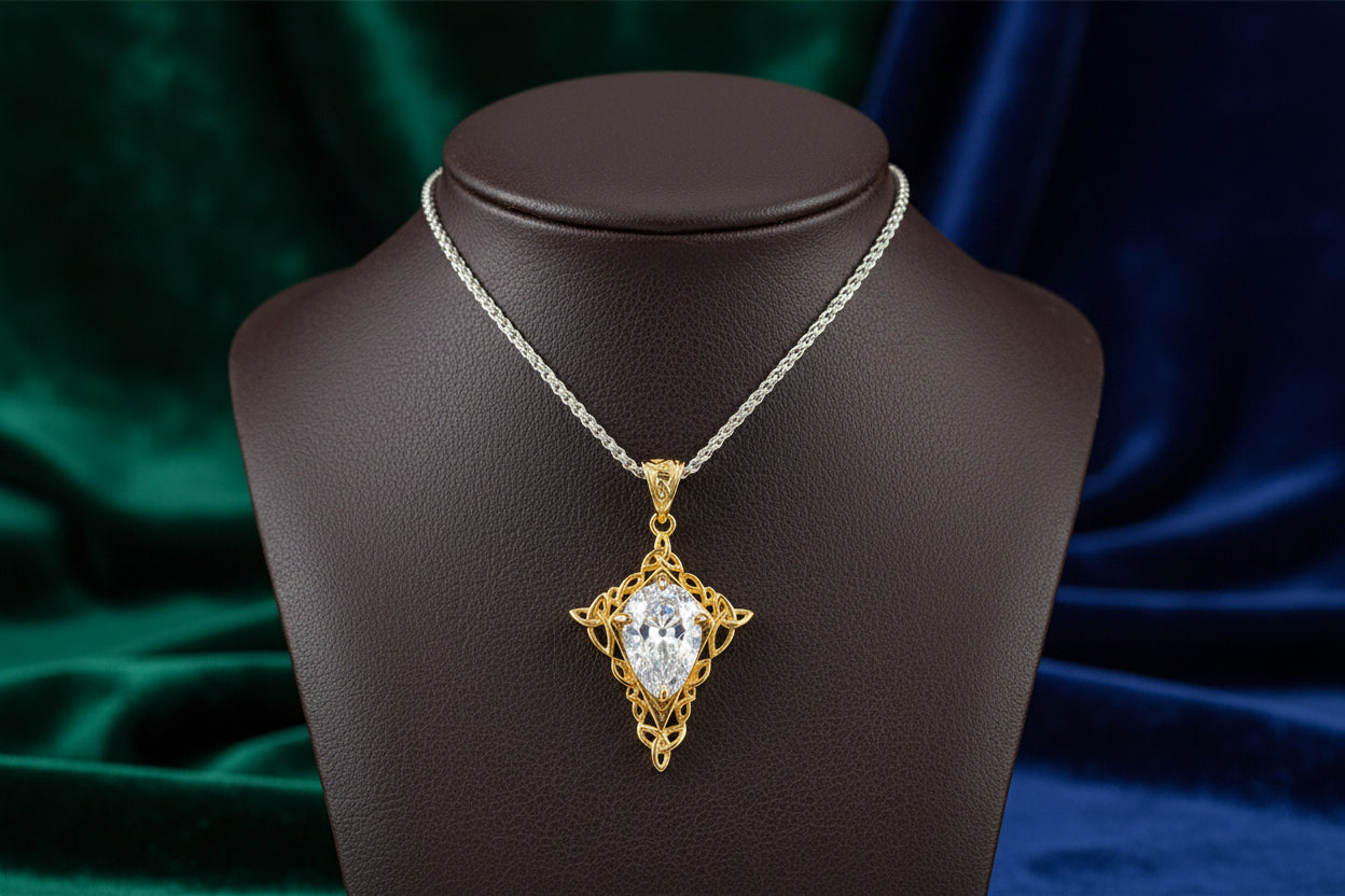 18k Vermeil over Silver and White Moissanite Alchemy Pendant