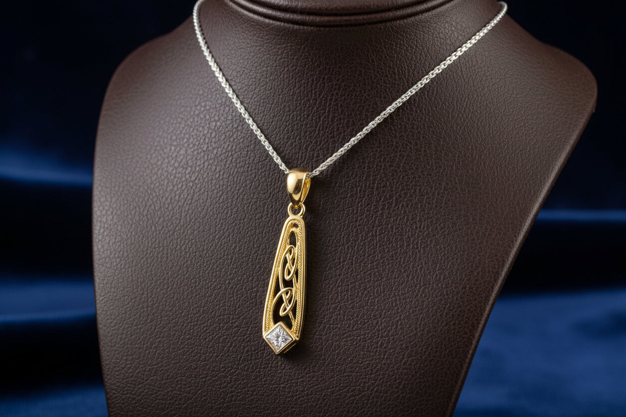 18K Vermeil over Silver Moissanite Window to the Soul Pendant with Chain