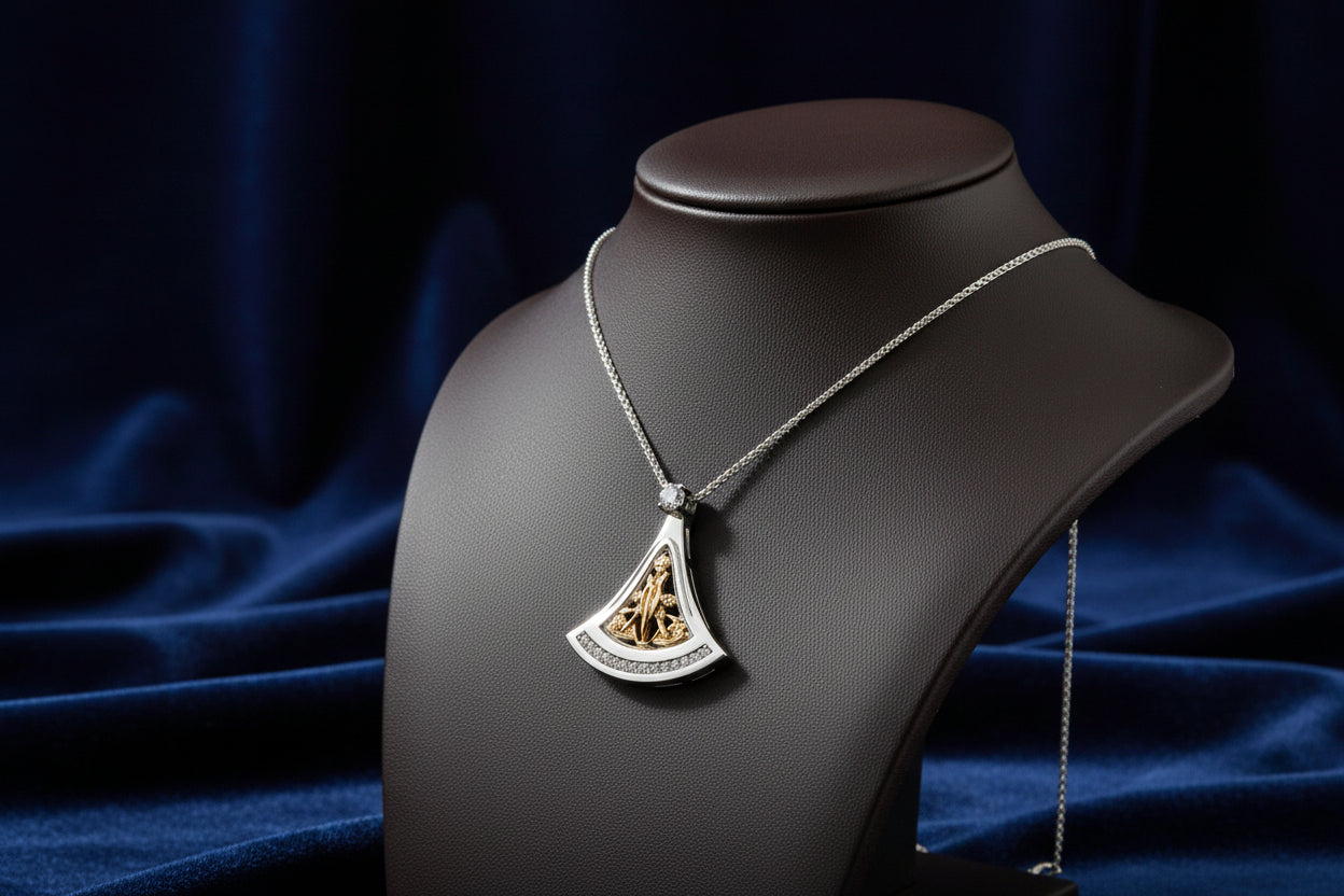 Silver and 24k Vermeil with White Moissanite Alchemy Pendant with Chain