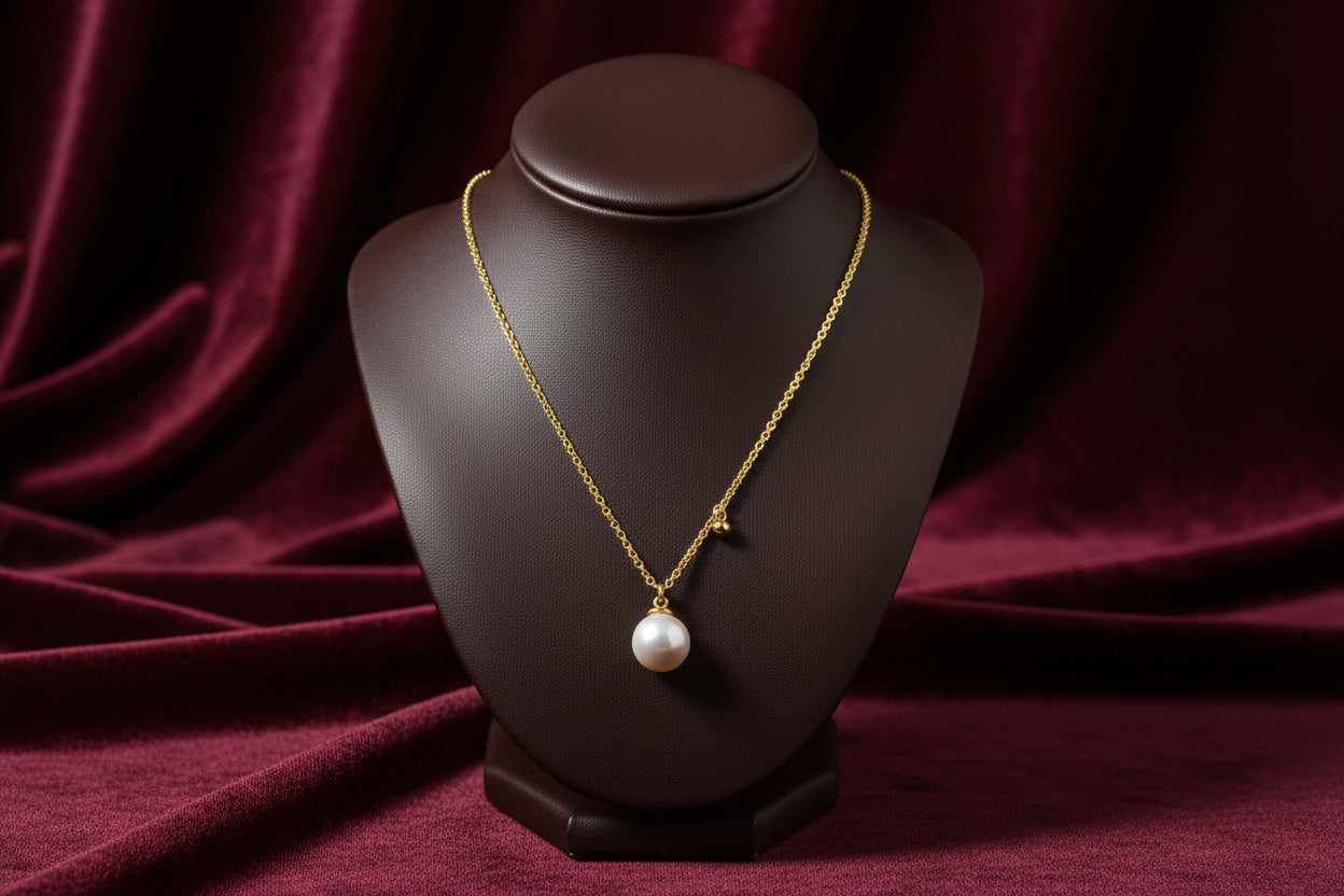 (S2205351) 14K YG FWP Drop Pendant with Chain