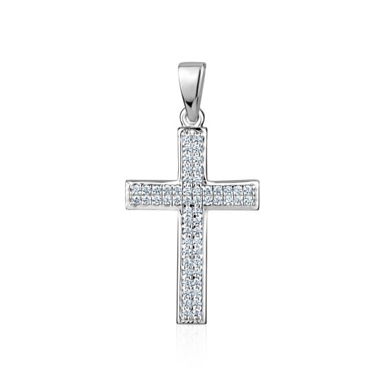 Sterling Silver RHD Cross with CZ Pendant