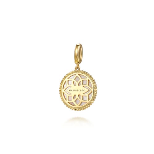(S2211184) 14K YG 2.31CT MOP 0.09CTW Diamond Medallion Pendant 18mm "Gabriel & Co"