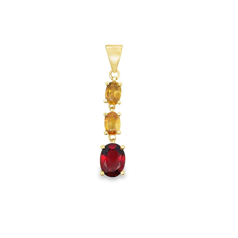 10K Yellow gold oval Garnet and Citrine pendant