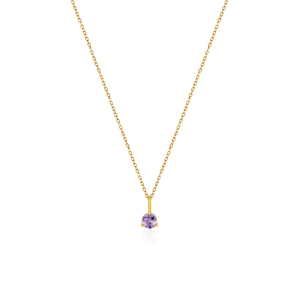 10K Yellow gold martini set Amethyst birth stone pendant with chain
