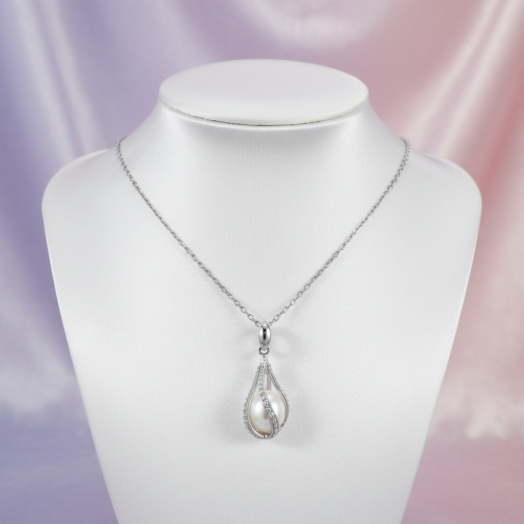 Sterling Silver RHD Fresh Water Pearl Pendant with Chain