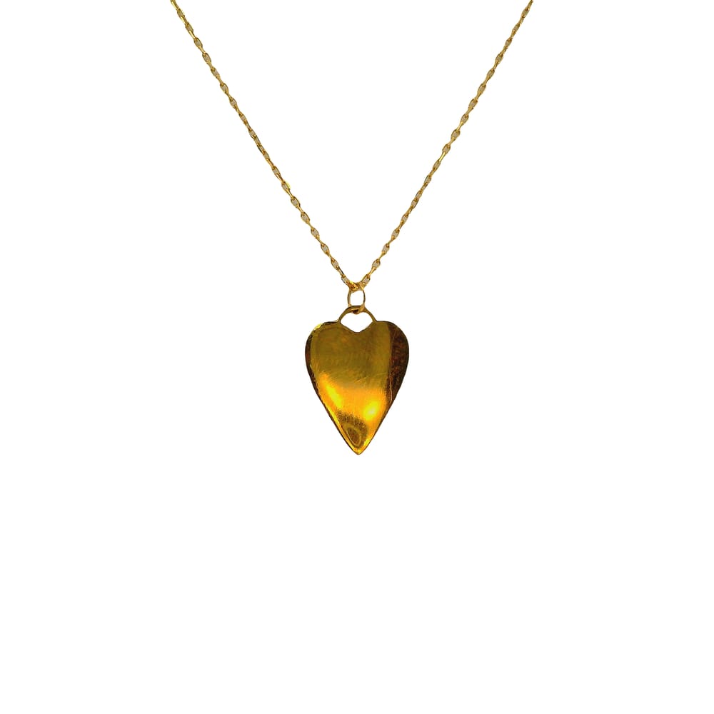 10K YELLOW GOLD ELONGATED HEART NECKLACE 18"