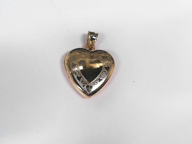 14K YG 16MM ETCHED HEART LOCKET