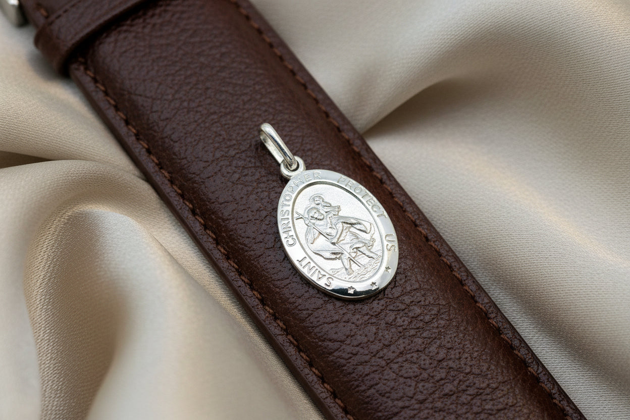 10K WG OVAL SMALL ST CHRISTOPHER PENDANT