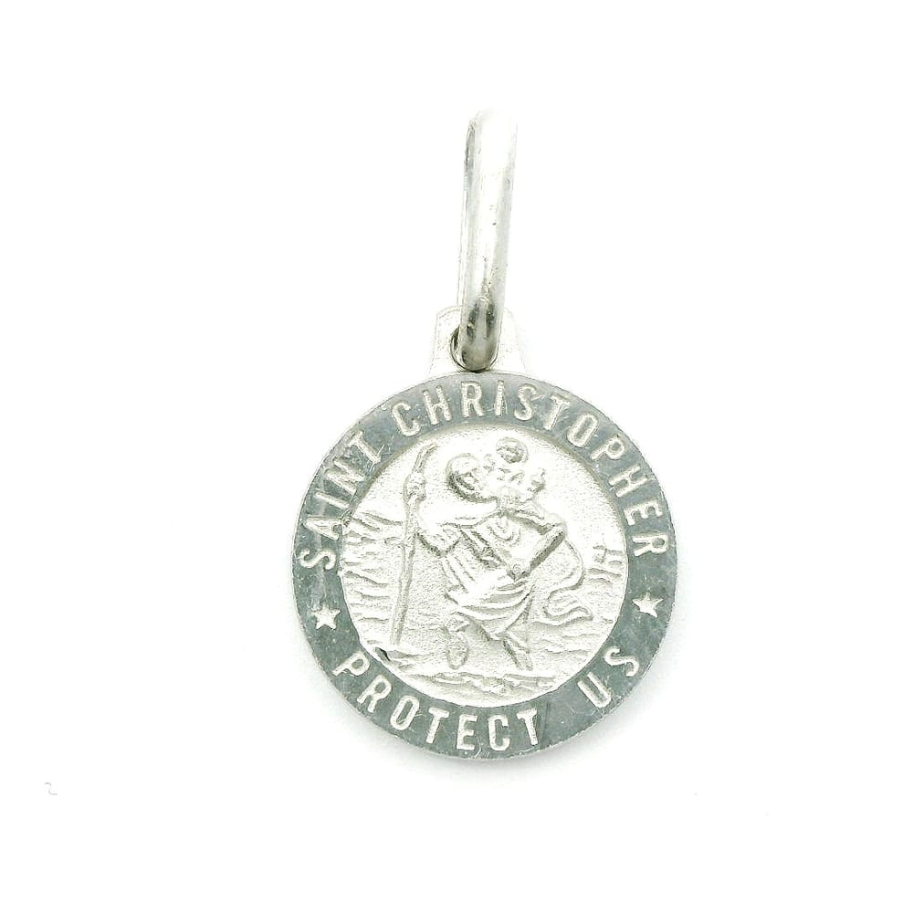 Sterling Silver Rhd round St. Christopher pendant - 12mm