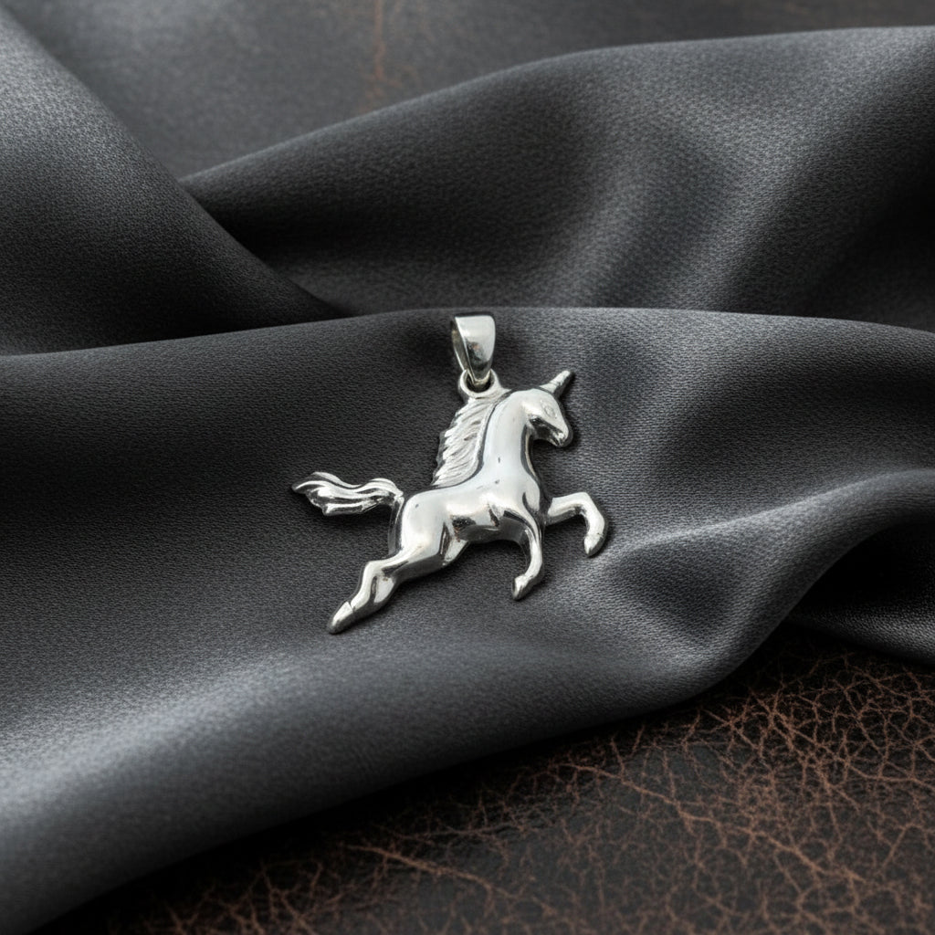 Sterling silver unicorn pendant