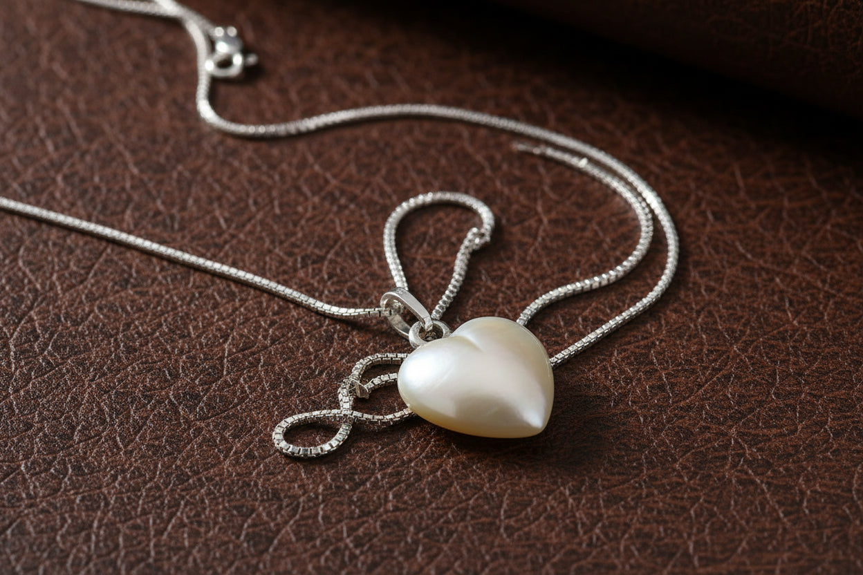 SS 17MM HOLLOW HEART PENDANT WITH CHAIN