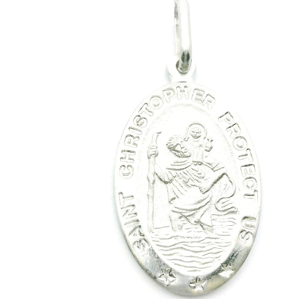 SS RHD OVAL ST. CHRISTOPHER PENDANT - 22MM