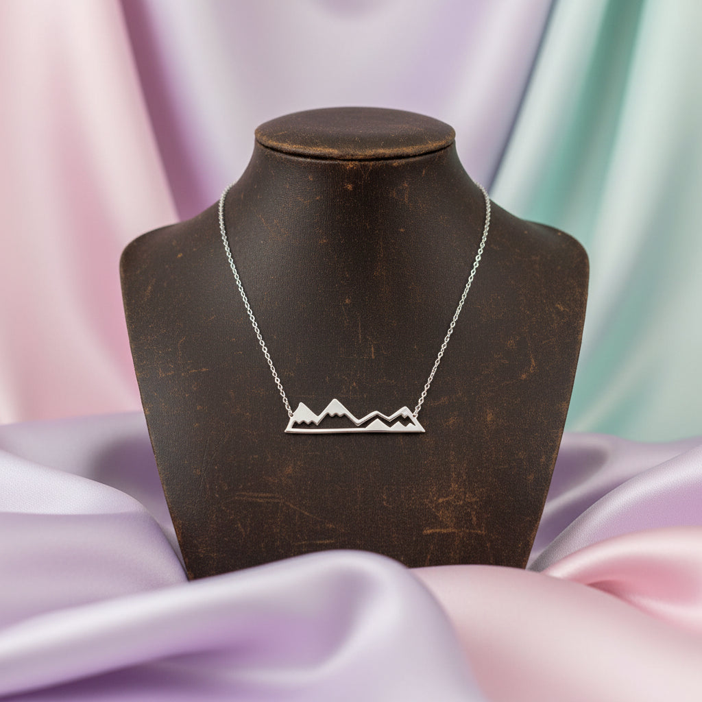Sterling silver mountain line necklace