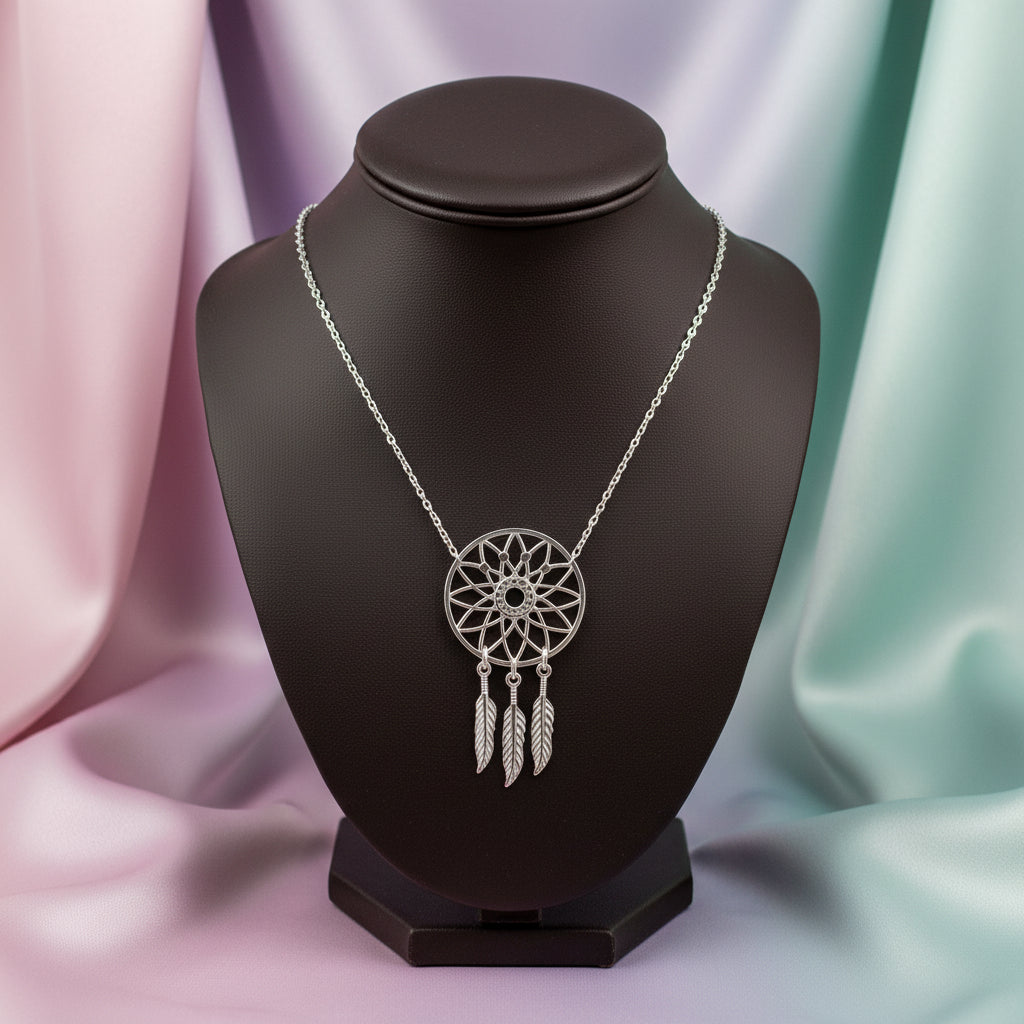 Sterling silver dream catcher necklace