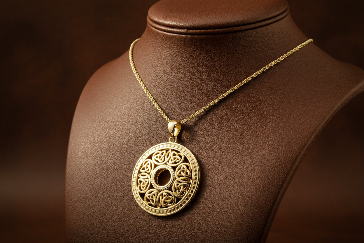 SS & 22K YG GILDED BEADED WINDOW TO THE SOUL PENDANT WITH CHAIN