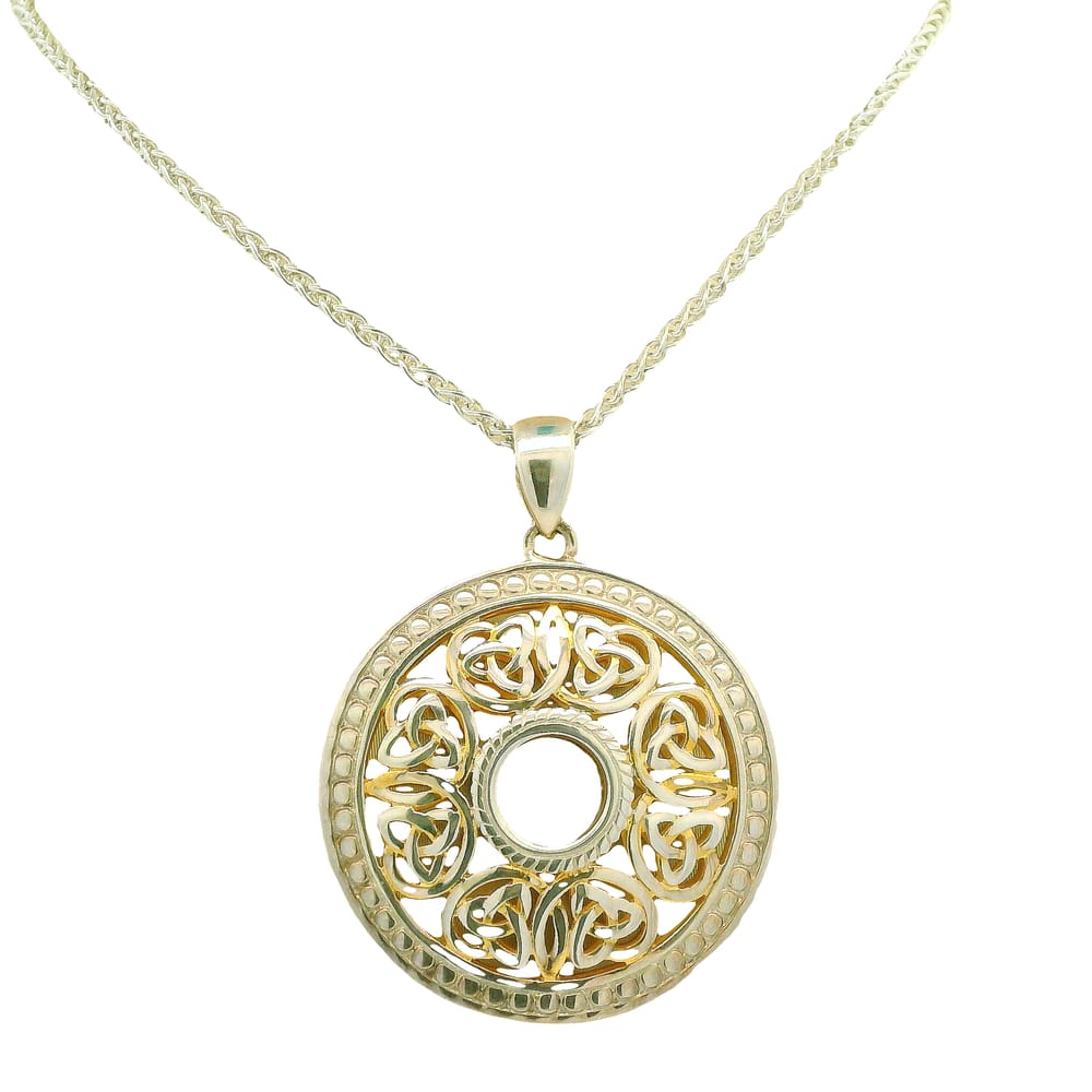 SS & 22K YG GILDED BEADED WINDOW TO THE SOUL PENDANT WITH CHAIN