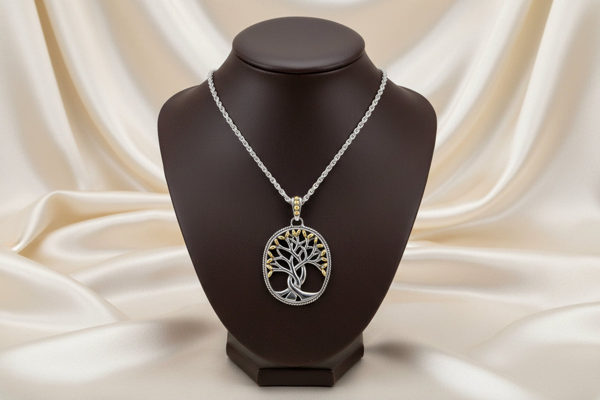 KEITH JACK SS/ 18K YG TREE OF LIFE PENDANT LG