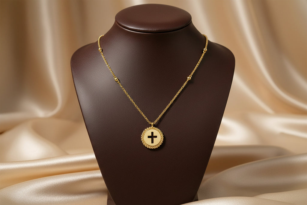 (S2203396) 14K YG Bujukan Cross Pendant Necklace 17.5" "Gabriel & Co."