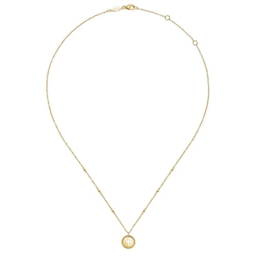 (S2203396) 14K YG Bujukan Cross Pendant Necklace 17.5" "Gabriel & Co."