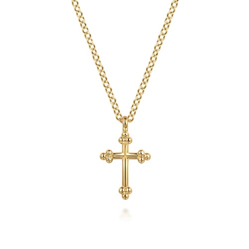 (S2220070) 14K YG 12mm Cross Pendant with Chain "Gabriel & Co"