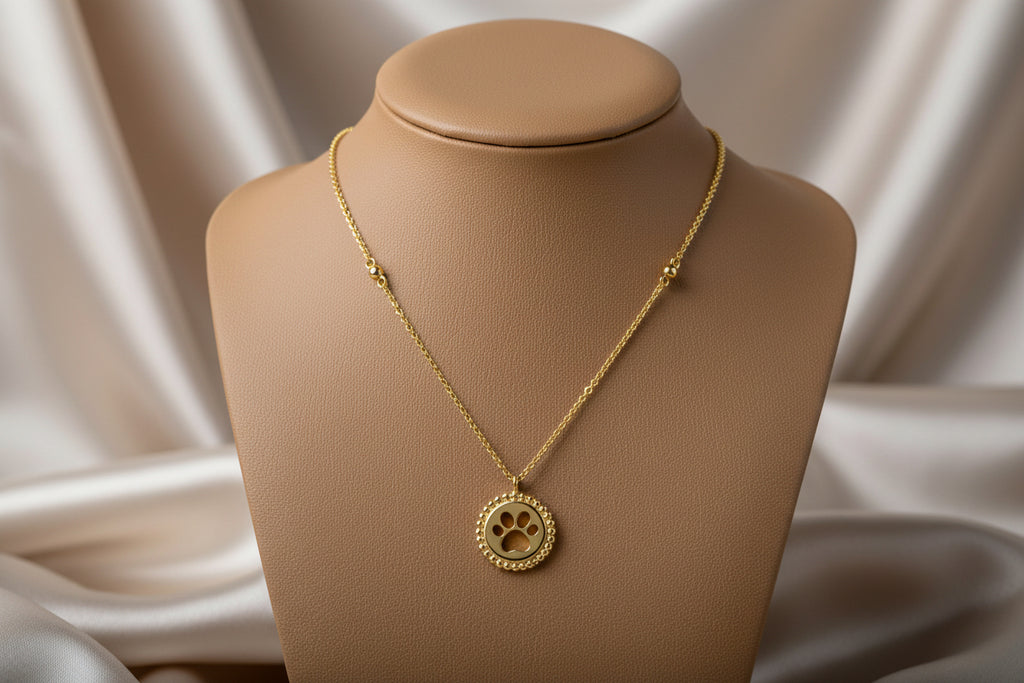 (S2205367) 14K YG Dog Paw Medallion Pendant with Chain
