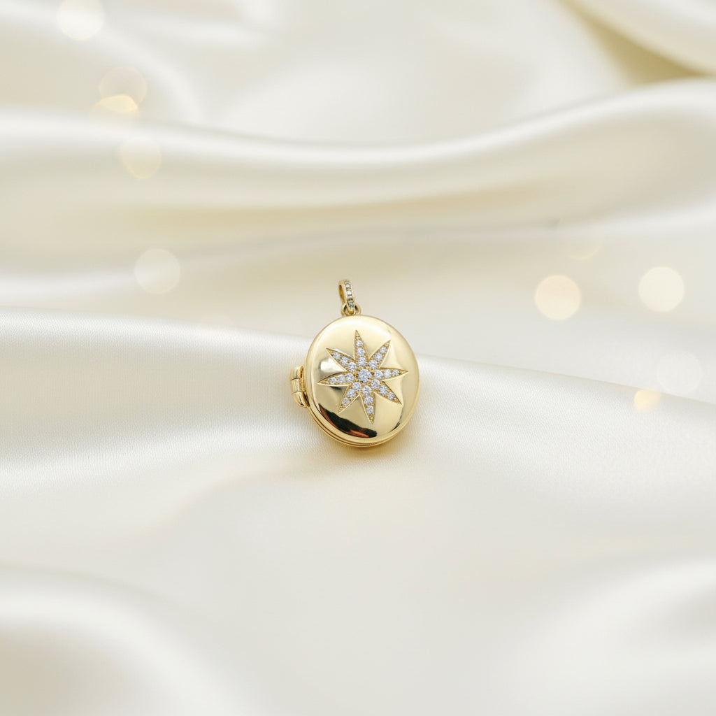 10K YG Medium Oval Locket Pendant