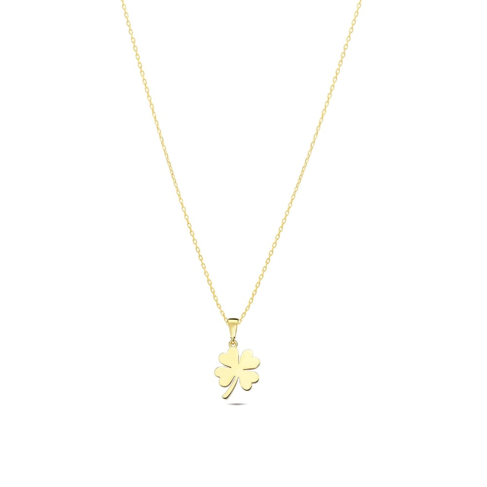 10K YG Clover Pendant with Chain 18"