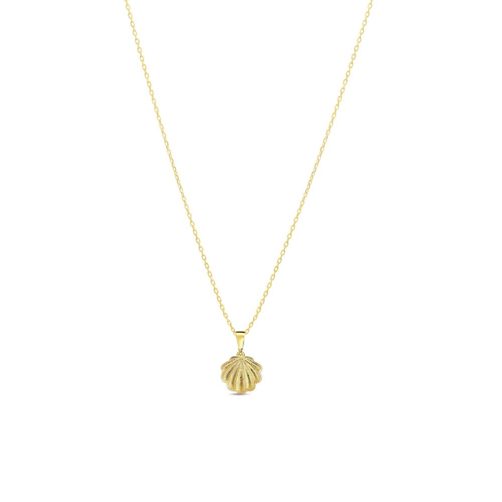 10K YG Shell Pendant with Chain 18"