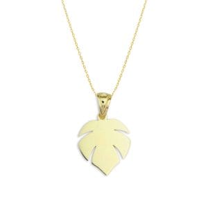 10K YG Leaf Pendant with Chain 18"