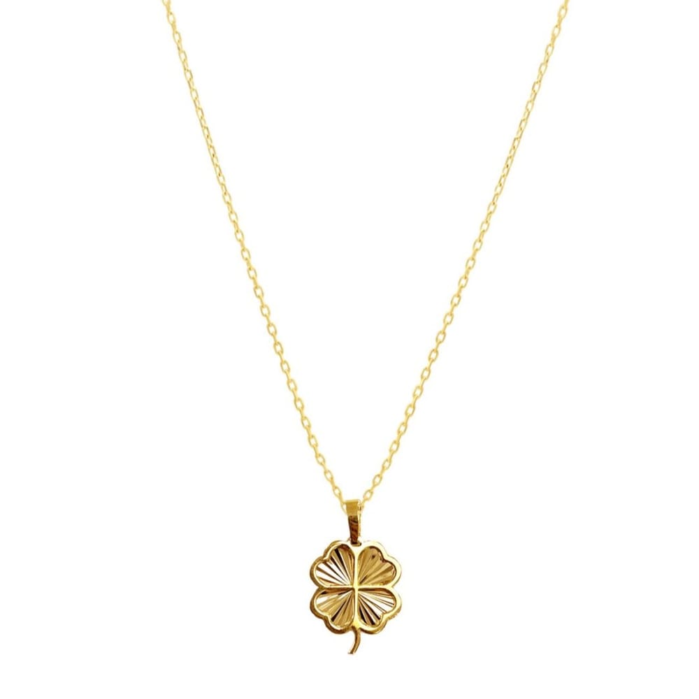 10K YG DC Clover Pendant with Chain 18"