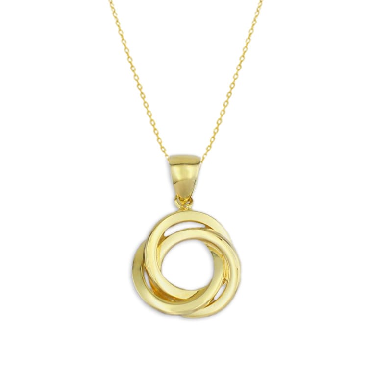 10K YG Circle Trio Pendant with Chain 18"