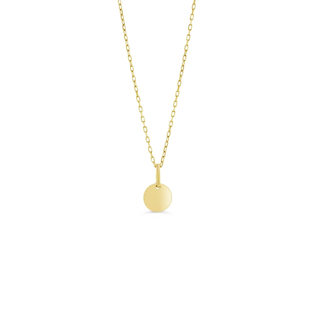 10K YG 8mm Mini Persona Disc Pendant with Chain 18"