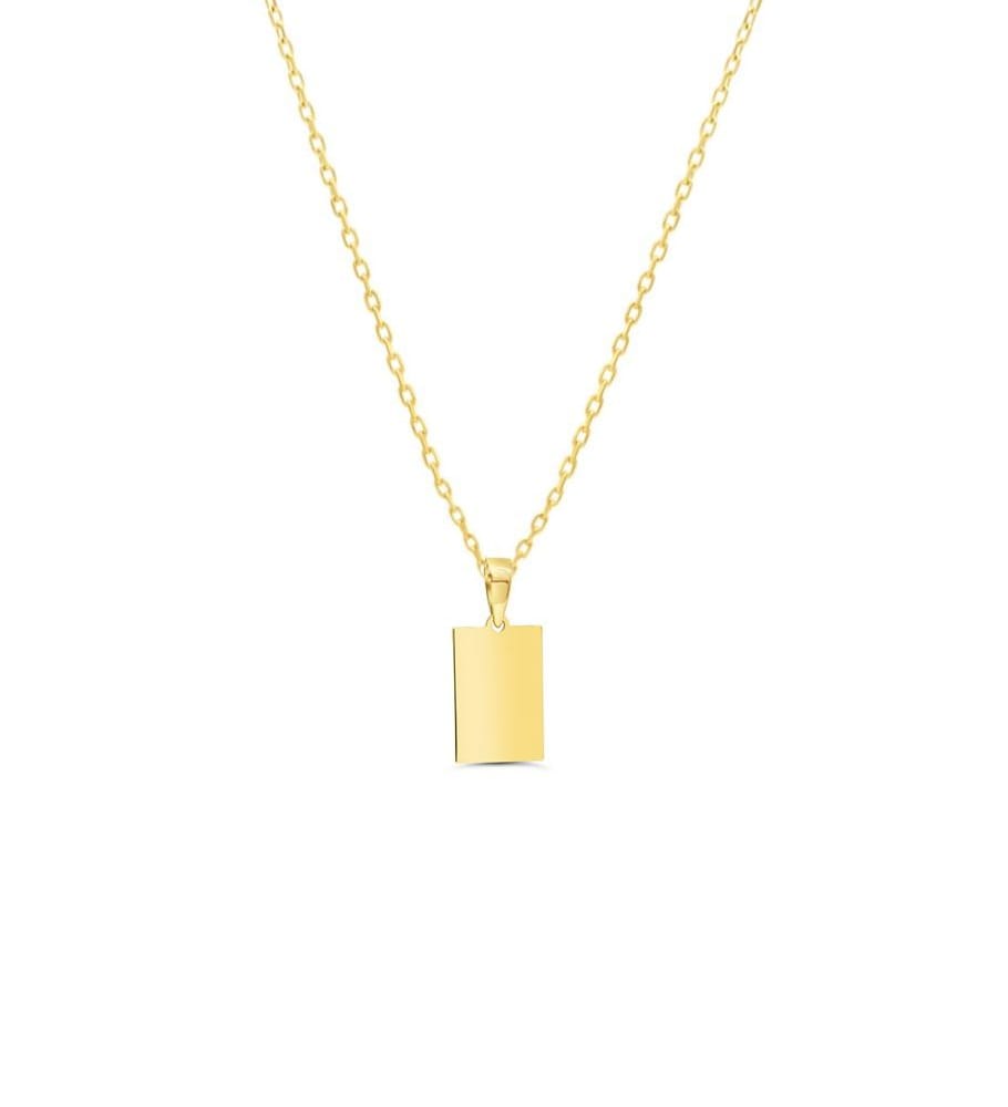 10K YG Small Dog Tag with Chain 18"