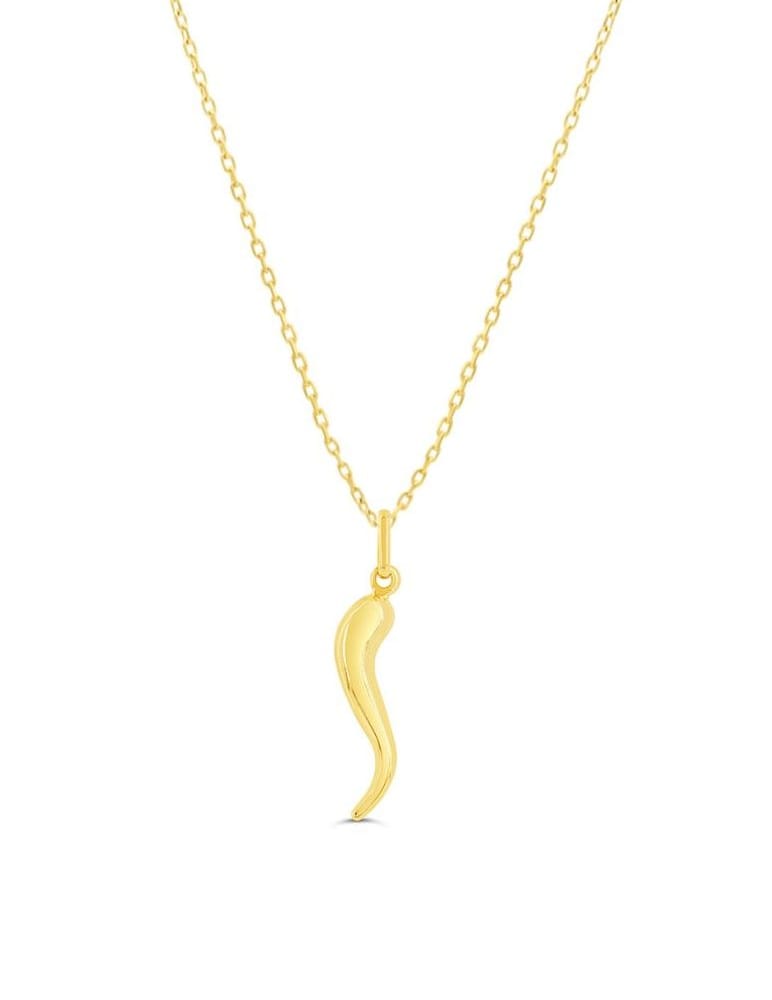10K YG Italian Horn Pendant with Chain 18"