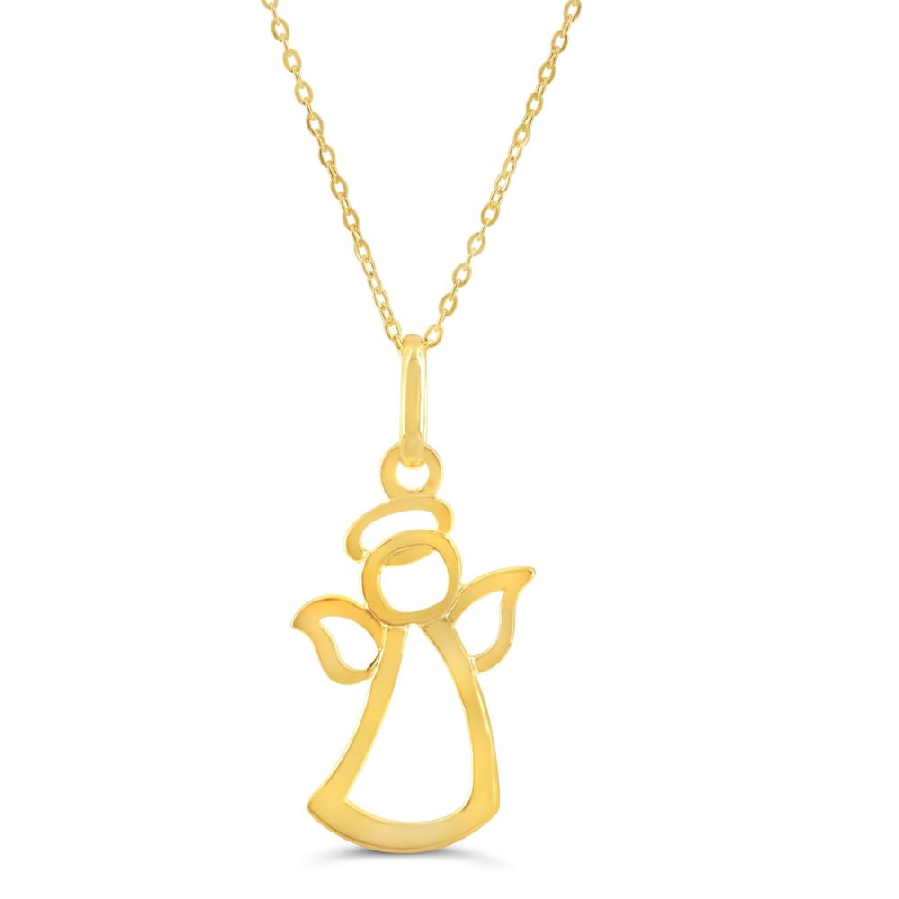 10K YG Angel Pendant with Chain 18"