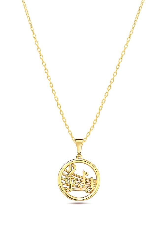 10K YG Music Note Pendant with Chain 18"