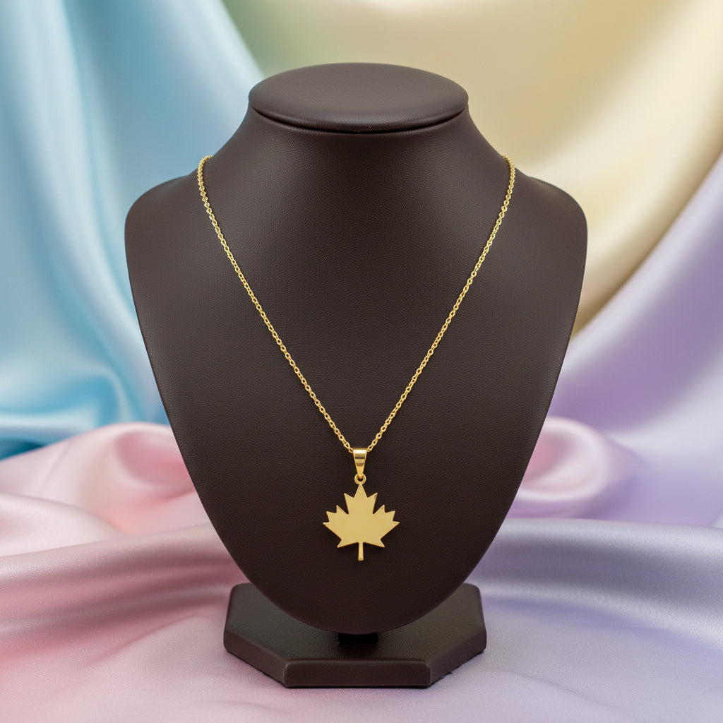 10K YG Maple Leaf Pendant with Chain 18"