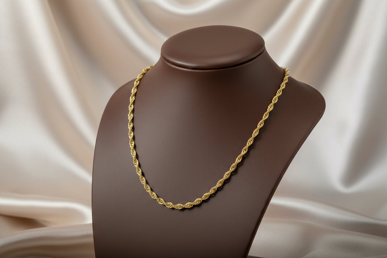 10K YG 18" OPEN ROPE CHAIN