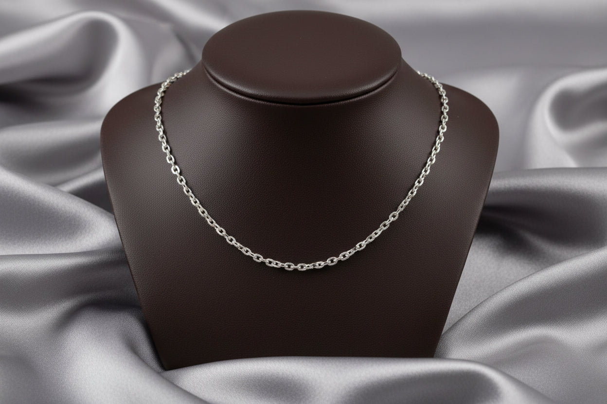 14K WG 20" FINE CABLE CHAIN