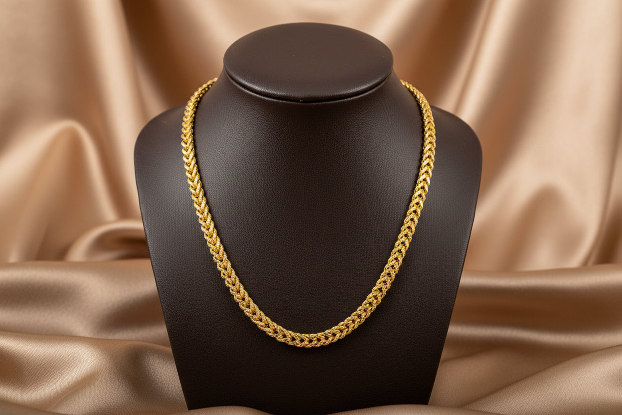 10K YG/WG 4MM PAVE FRANCO SEMI HOLLOW CHAIN 20"