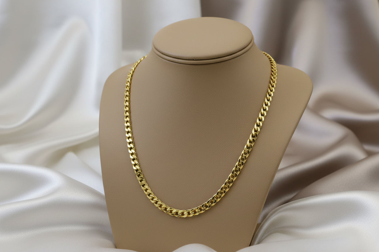 14K YG CONCAVE CURB CHAIN 24"