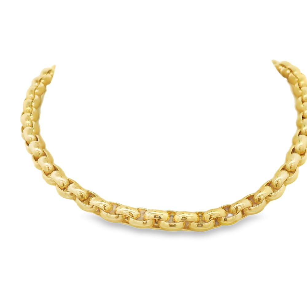 14K YG HOLLOW 6.2MM ROLO LINK CHAIN WITH TOGGLE CLASP 18"